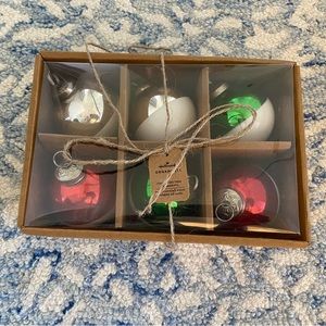 Hallmark Ornament  Red, Green and Silver Ball Glass (set of 6)